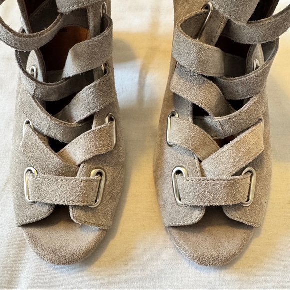 Jeffrey Campbell 6.5 Salazar Booties ~ Suede Leather Lace Up Block Heel ~ Boho - Picture 4 of 11